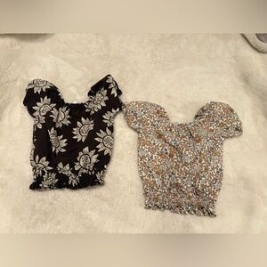 🌸5/$50🌸 Set of Toddler Floral Puff-Sleeve Tops